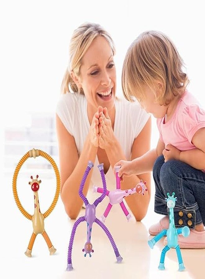 SUNBEET LED Telescopic Suction Cup Giraffe Toy, Pop Tubes Fidget Toys, Shape Changing Telescopic Sensory Tubes Fidget Tubes Sensory Toys (Pack of 2) - Image 2